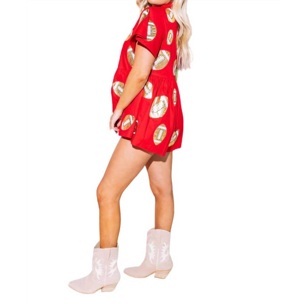 NEW QUEEN OF SPARKLES football romper in red & gold - Picture 3 of 4